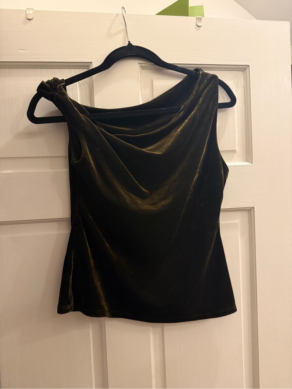 H&M Olive Green Velvet Cowl Neck Sleeveless Top